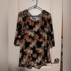 Floral Black and Pink Women's Top